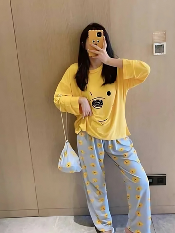Yellow Winnie The Pooh Terno Sleeping Wear PJ Set