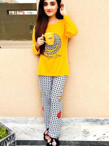Smile Emoji Printed Night Suit PJ Set