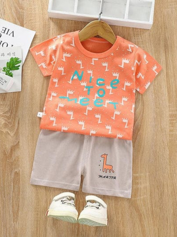 Nice To Meet Printed Short Sleeve Kids Wear