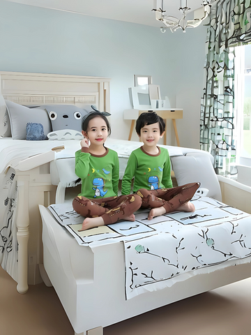 Green and brown dino printed kids wear