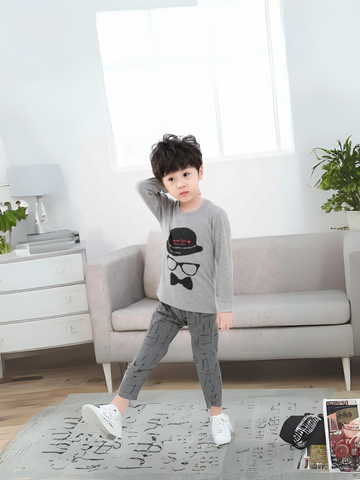 Grey glasess printed kids wear