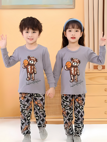 Basketball Bear Printed Kids Nightwear