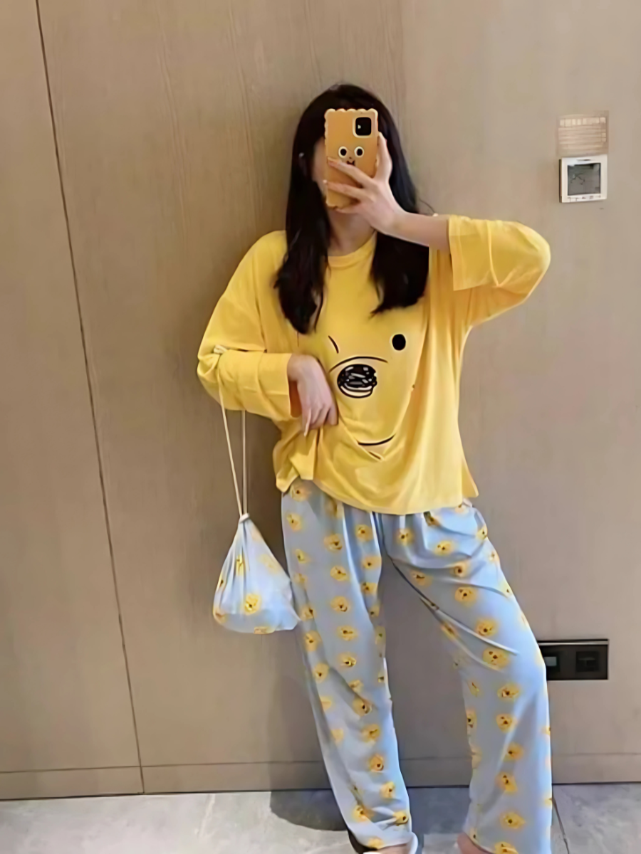 Yellow Winnie The Pooh Terno Sleeping Wear PJ Set
