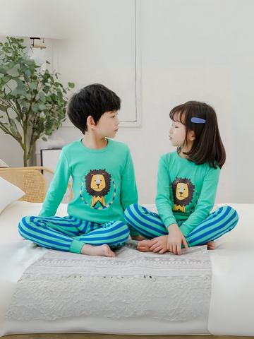 Sea green lion printed kids wear