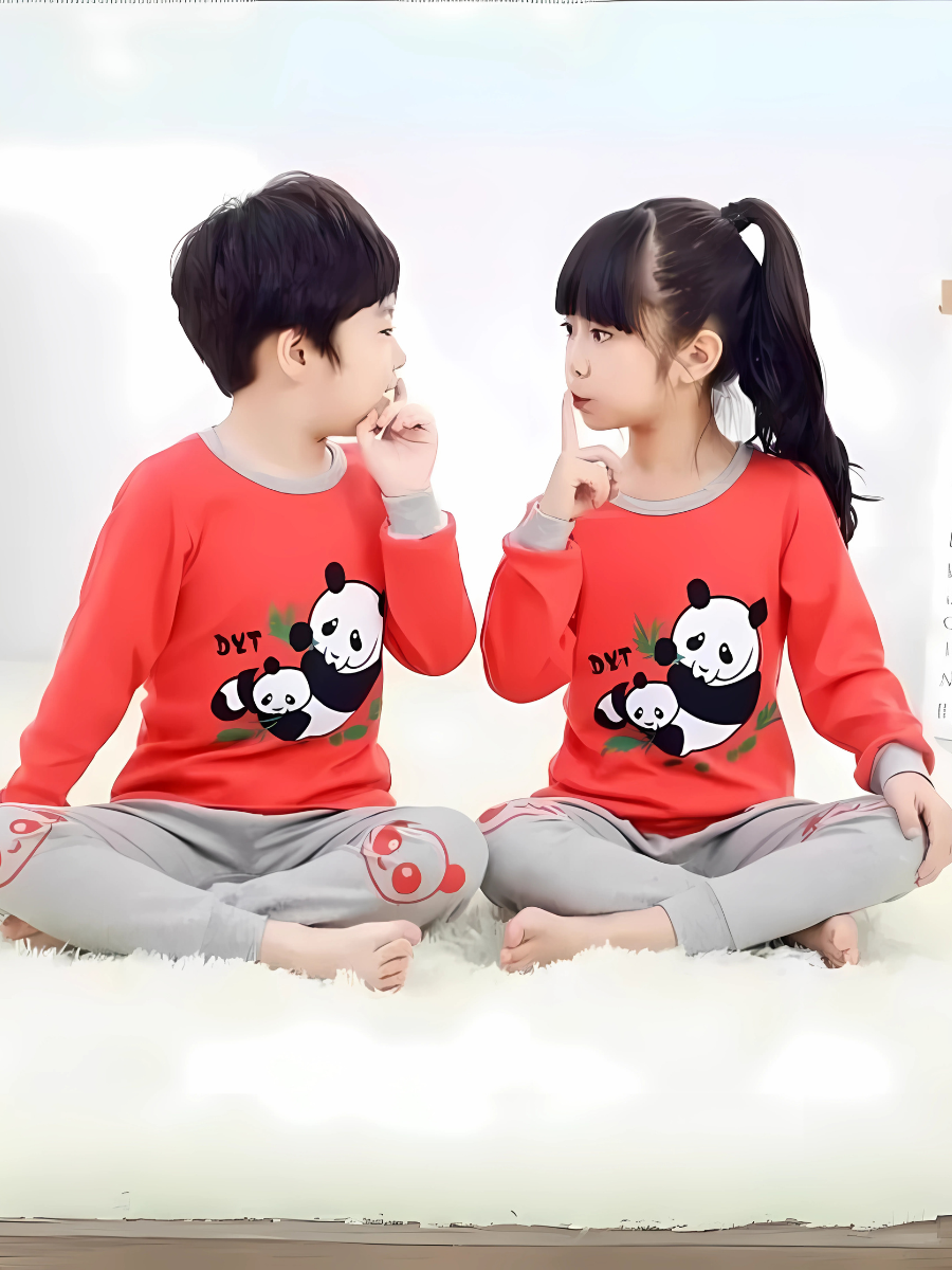 Orange panda printed kids wear