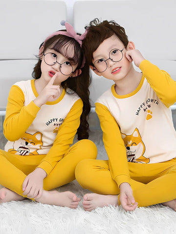 Yellow and Cat Printed Kids Wear